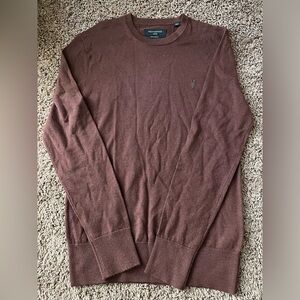 Men’s All Saints 100% Merino Wool Burgundy Sweatshirt Size Small